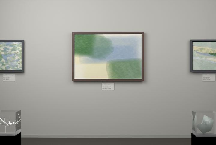 Cross-Current Planes — Layered translucent fields, palette 135