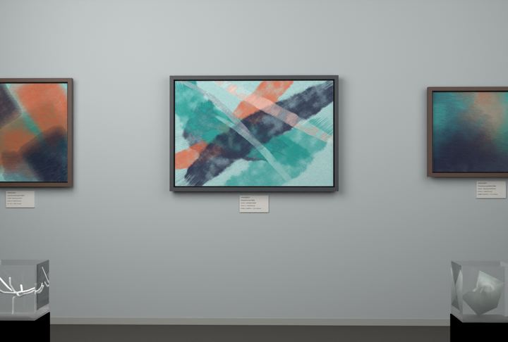 Opposed Sweeps — Gestural color fields, palette 155