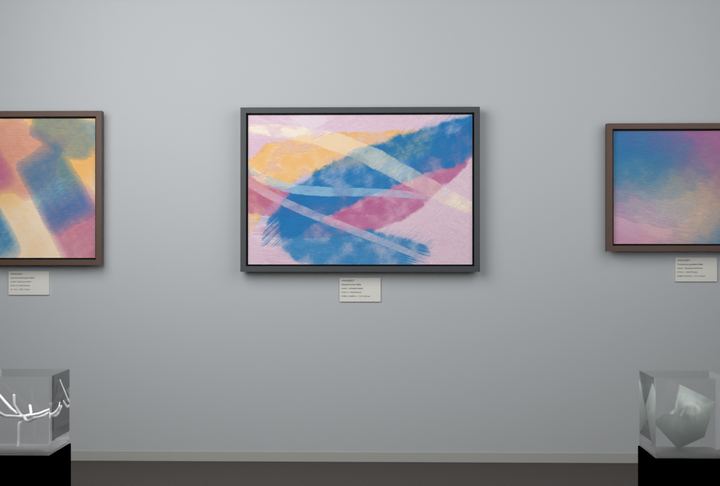 Opposed Sweeps — Gestural color fields, palette 215