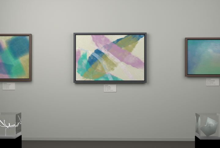 Opposed Sweeps — Gestural color fields, palette 347