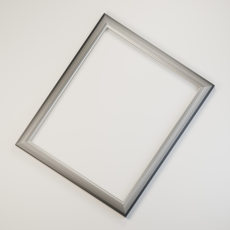 Beveled Gallery 40 · Fine Reeding in Black / Silver Leaf